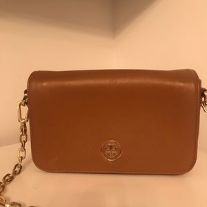 Tory Burch Nude Leather Crossbody w/ Gold Chain